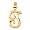 10k Satin Diamond-cut Initial T Pendant