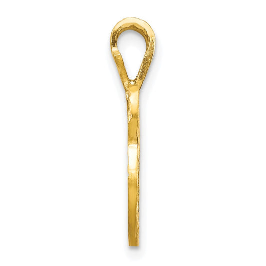 10k Satin Diamond-cut Initial V Pendant
