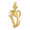 10k Satin Diamond-cut Initial V Pendant