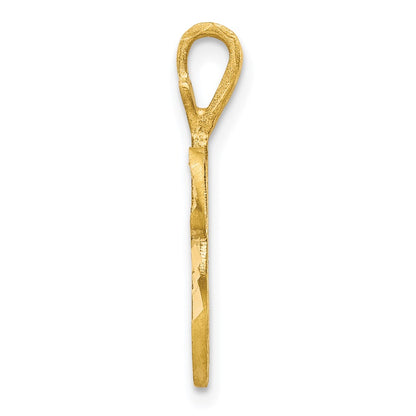 10k Satin Diamond-cut Initial W Pendant