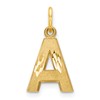 10K Satin Diamond-cut Block Initial A Charm