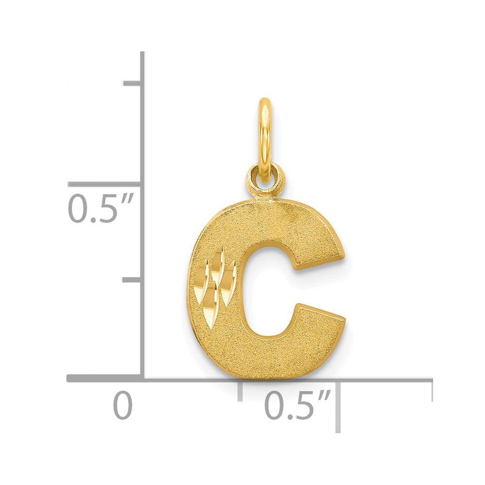 10K Satin Diamond-cut Block Initial C Charm