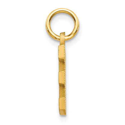 10k Satin Diamond-cut Block Initial E Charm