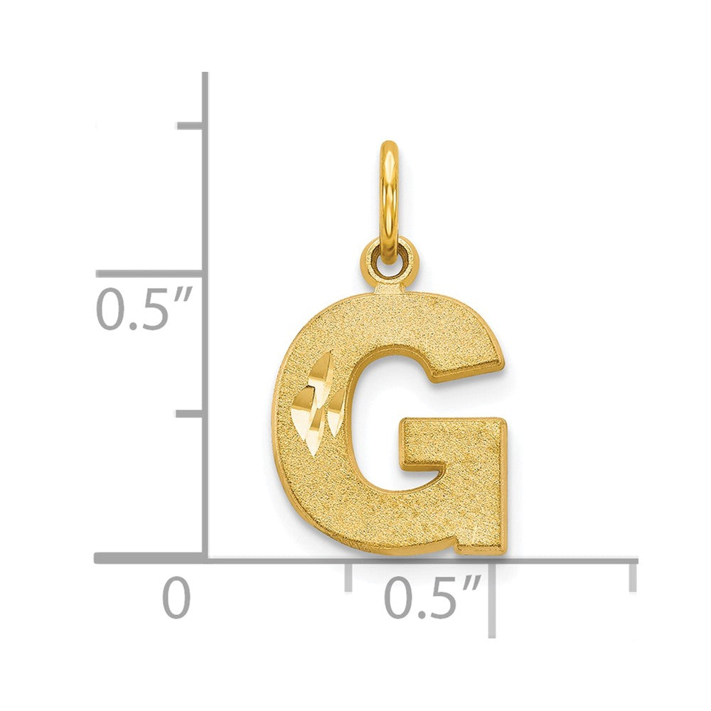 10k Satin Diamond-cut Block Initial G Charm