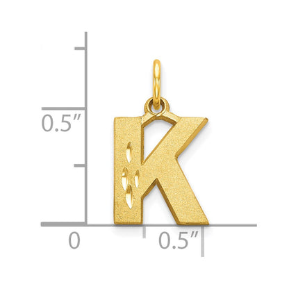 10k Satin Diamond-cut Block Initial K Charm