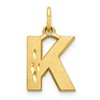 10k Satin Diamond-cut Block Initial K Charm