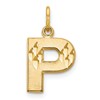 10k Satin Diamond-cut Block Initial P Charm