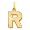10k Satin Diamond-cut Block Initial R Charm