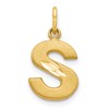 10k Satin Diamond-cut Block Initial S Charm