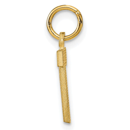 10k Satin Diamond-cut Block Initial T Charm
