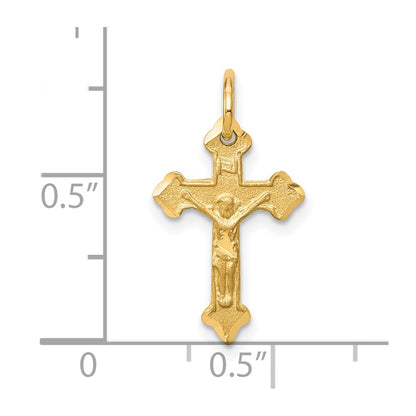 10K Satin Diamond-cut Crucifix Charm