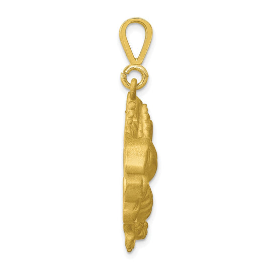 10k Large Satin Diamond-cut Dragon Pendant