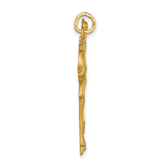 10k Solid Satin Diamond-cut Figure Skater Charm