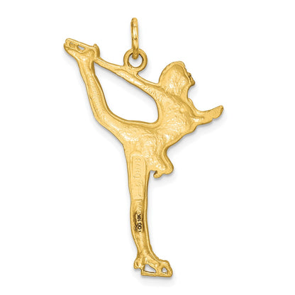 10k Solid Satin Diamond-cut Figure Skater Charm