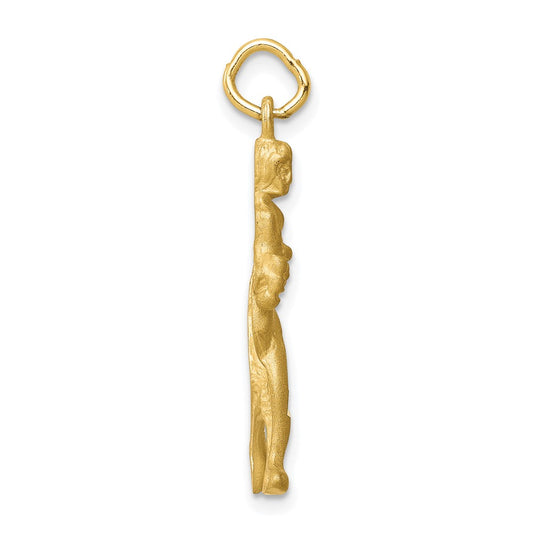 10k Satin Diamond-cut Solid Runner Charm