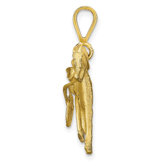 10K Satin Diamond-cut Harness Racer with Horse Charm