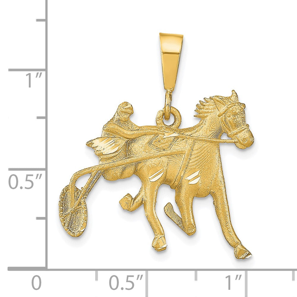 10K Satin Diamond-cut Harness Racer with Horse Charm