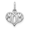 10K White Gold MOM in Heart Charm