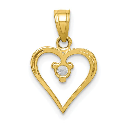 10k CZ Heart Charm