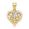 10K and White Rhodium Diamond-cut Hearts in Heart Charm