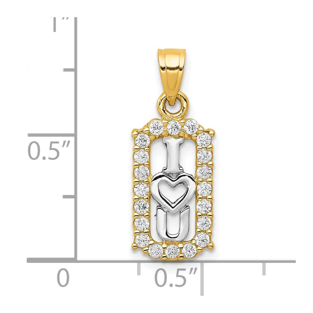 10K w/ Rhodium CZ I LOVE YOU Charm