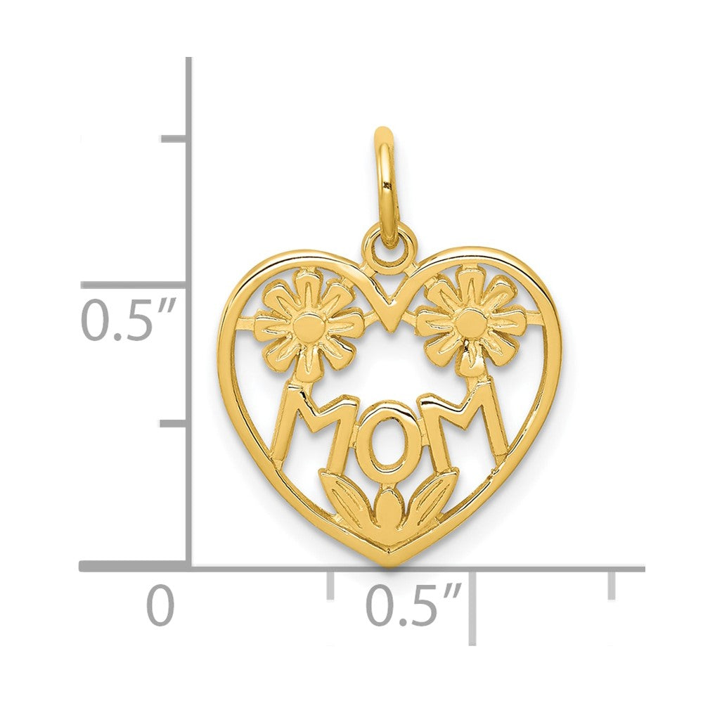 10K MOM in Heart with Flowers Charm