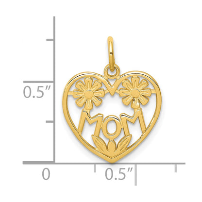 10K MOM in Heart with Flowers Charm