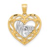 10K and White Rhodium MOM in Heart Charm