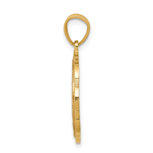 10K Two-tone and White Rhodium 15 ANOS Oval Pendant