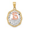 10K Two-tone and White Rhodium 15 ANOS Oval Pendant