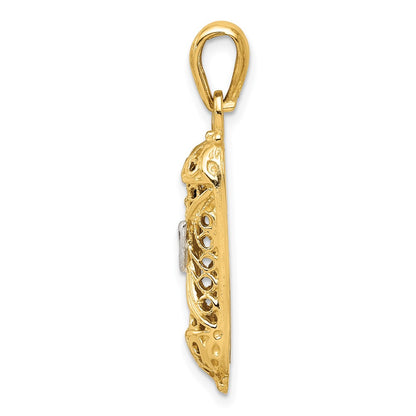10k and White Rhodium Mezuzah with Shin Charm
