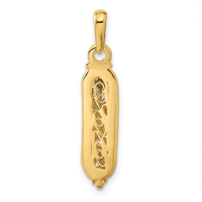10k and White Rhodium Mezuzah with Shin Charm
