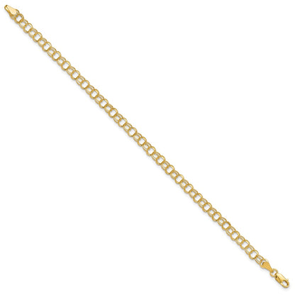 10k 4.5mm Solid Diamond-cut Double Link 8 inch Charm Bracelet