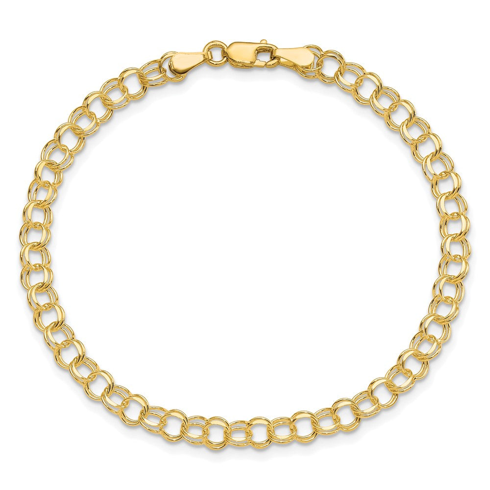10KY Solid Double Link Charm Bracelet
