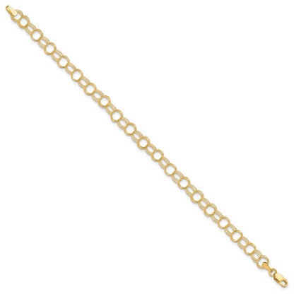 10k 5mm Solid Triple Link 8 inch Charm Bracelet