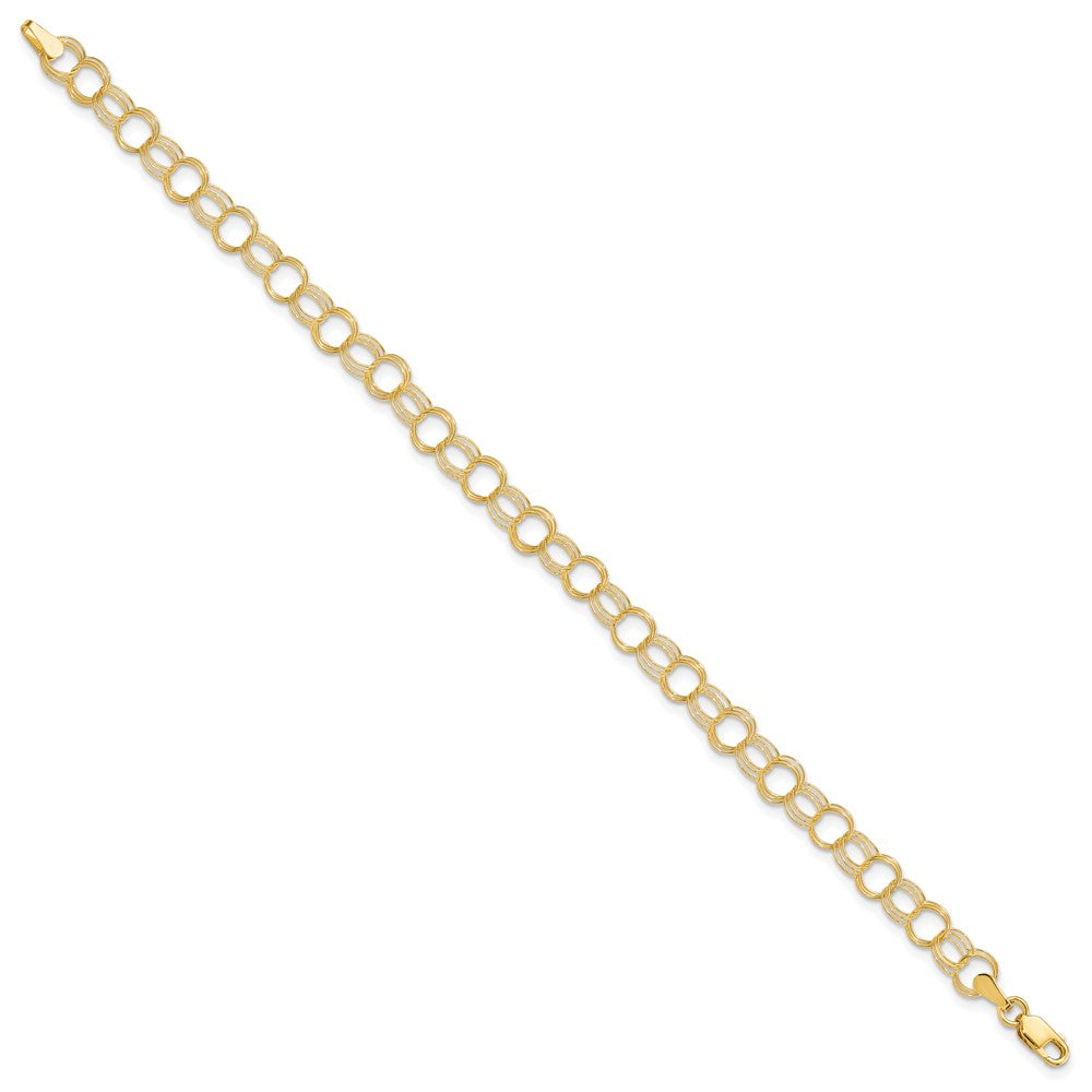 10k 5mm Solid Triple Link 7 inch Charm Bracelet
