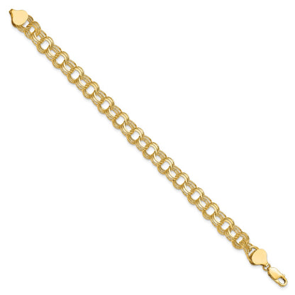 10k 7mm Solid Diamond-cut Triple Link 8 inch Charm Bracelet