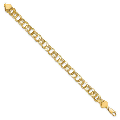 10k 8mm Solid Diamond-cut Triple Link 7 inch Charm Bracelet