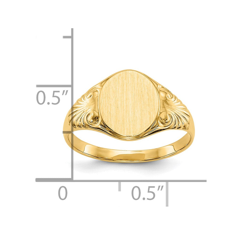 10k 10.0x7.5mm Oval Closed Back Signet Ring