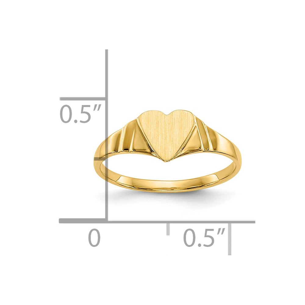 10K 5.5x5.2mm Heart Size 3 Closed Back Baby / Childs Signet Ring