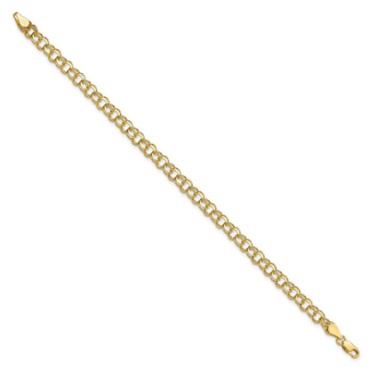 10k 5.25mm Solid Diamond-cut Double Link 7 inch Charm Bracelet
