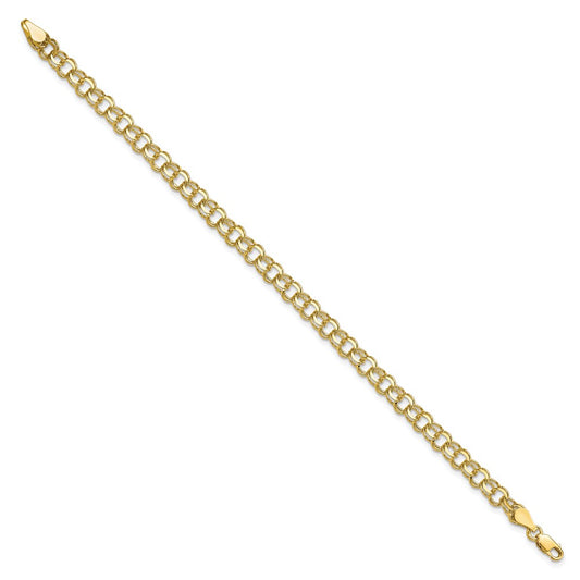 10k 5.25mm Solid Diamond-cut Double Link 8 inch Charm Bracelet