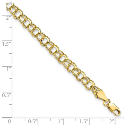 10k 5.25mm Solid Diamond-cut Double Link 7 inch Charm Bracelet