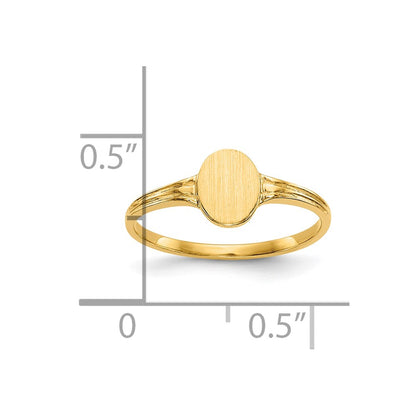 10K 4.5x6.0mm Oval Size 3 Open Back Baby / Childs Signet Ring