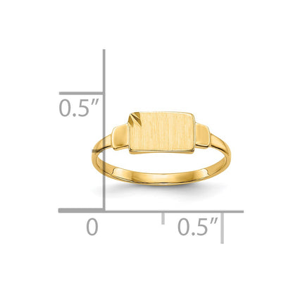 10K 7.25x4.5mm Rectangle Size 3 Closed Back Baby / Childs Signet Ring