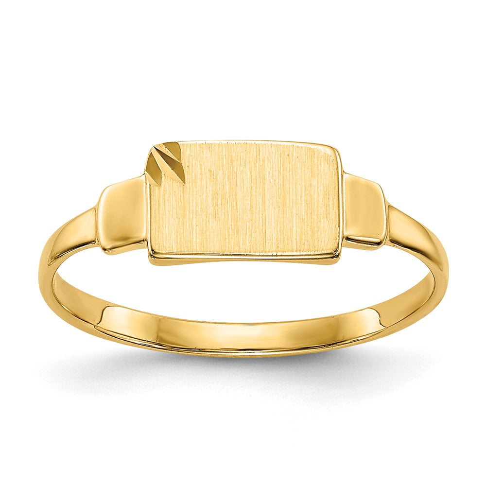 10K 7.25x4.5mm Rectangle Size 3 Closed Back Baby / Childs Signet Ring