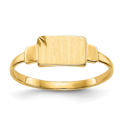 10K 7.25x4.5mm Rectangle Size 3 Closed Back Baby / Childs Signet Ring