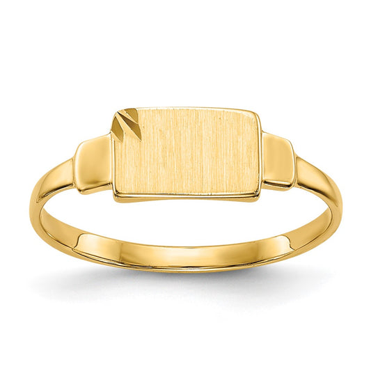 10K 7.25x4.5mm Rectangle Size 3 Closed Back Baby / Childs Signet Ring