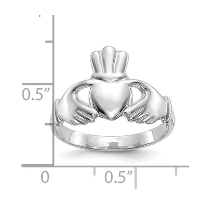 10k White Gold Polished Ladies Claddagh Ring