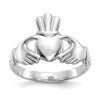 10k White Gold Polished Ladies Claddagh Ring